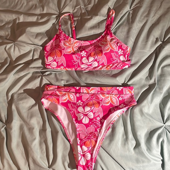 SHEIN Swim Pink Floral Swim Suit Set Poshmark